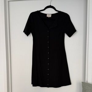Sezane Black Short Sleeve Mini Dress